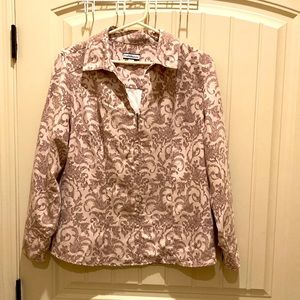 Croft & Barrow Womens Size Large Zip Up Shacket Floral Print Faux Suede Soft